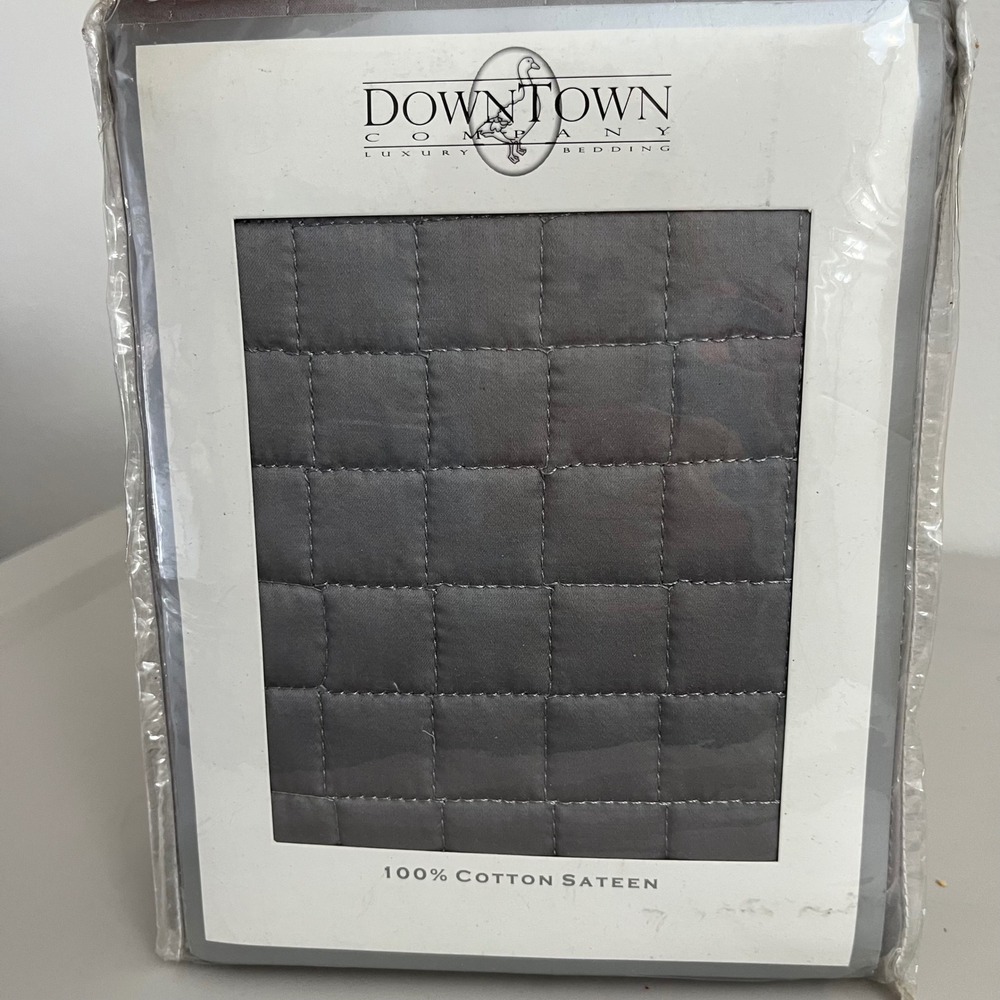 Set of 2 Downtown Company Quilted Euro Sham Quarry Gray 100% Cotton 26" X 26"